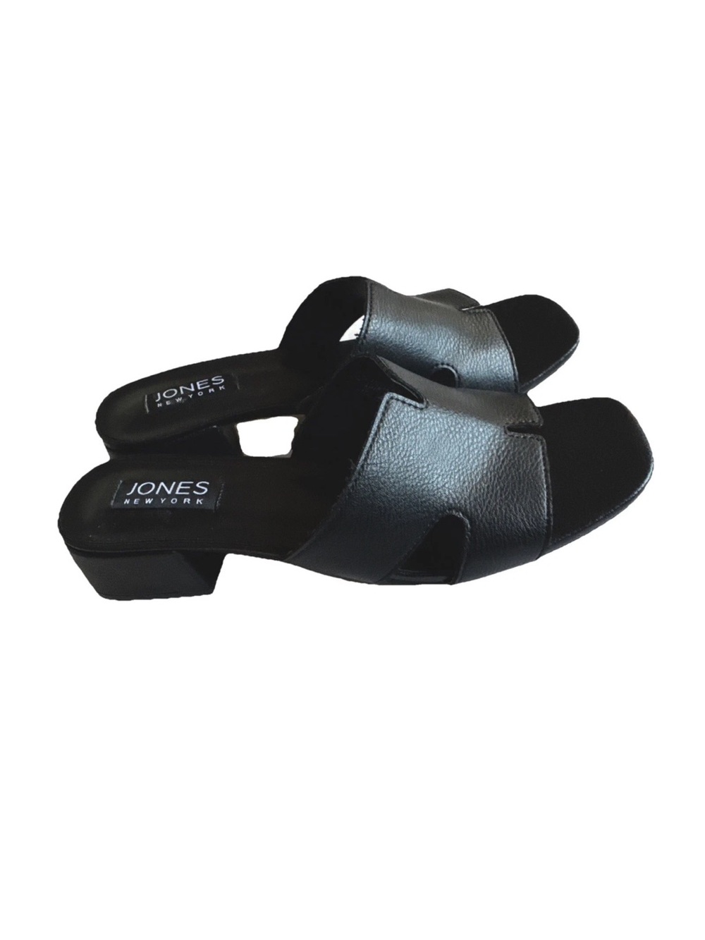 Jones New York Black Leather Slide Mules Size 8.5M